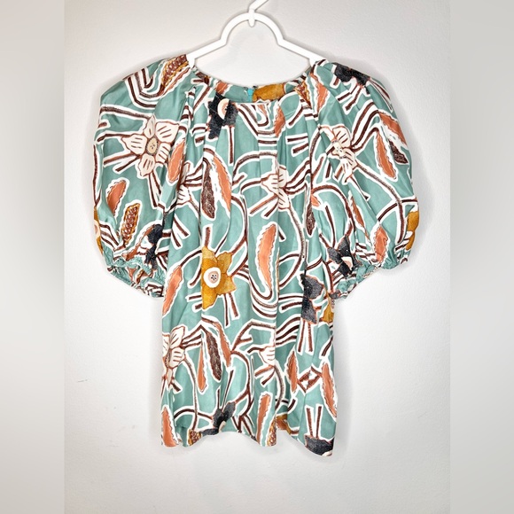 Ulla Johnson  Anila In Topaz Blouse 100% Silk Top Size 8 - Picture 5 of 9